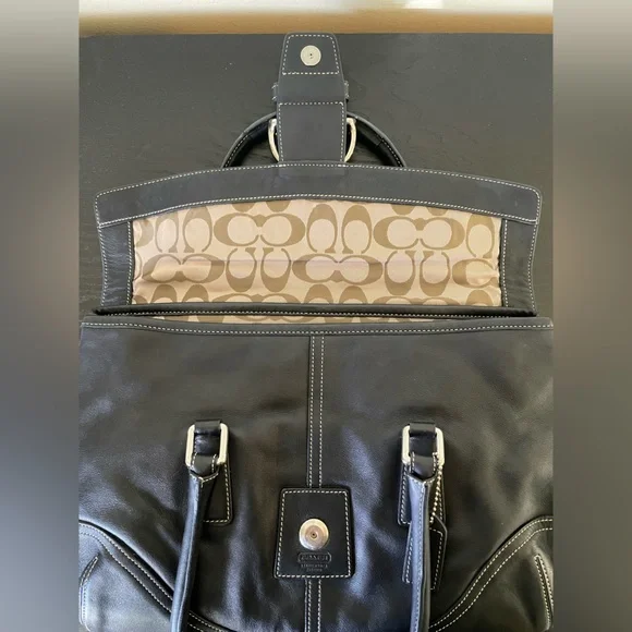 Vintage Coach 9550 Black Leather Hampton Soho Flap Back Satchel - Picture 6 of 12